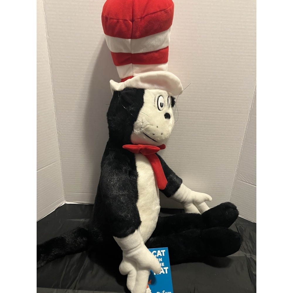 Vtg Dr. Seuss 1995 The Cat In The Hat Stuffed Plush Doll with Book 28" Retired - Picture 5 of 9
